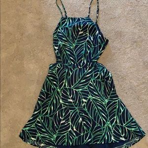 Tropical print backless dress